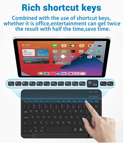 Mini teclado Bluetooth RGB sem fios de 10 polegadas com retroiluminação, touchpad e compatibilidade com iOS, Android, Windows e iPad