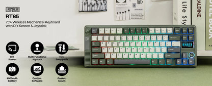 EPOMAKER RT85 75% ANSI US Layout Creamy Gasket Wired/BT/2.4Ghz Wireless Mechanical Keyboard with Joystick & DIY Screen 8000mAh