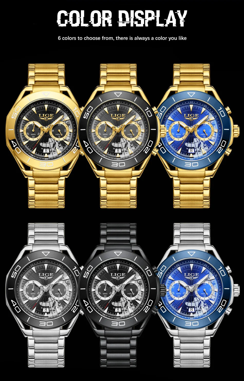 LIGE Top Brand Luxury Mens Watches Casual Business Watch Men Fashion Waterproof Military Men's Quartz Wristwatch Montre Homme