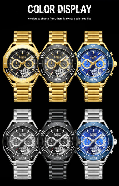 LIGE Top Brand Luxury Mens Watches Casual Business Watch Men Fashion Waterproof Military Men's Quartz Wristwatch Montre Homme