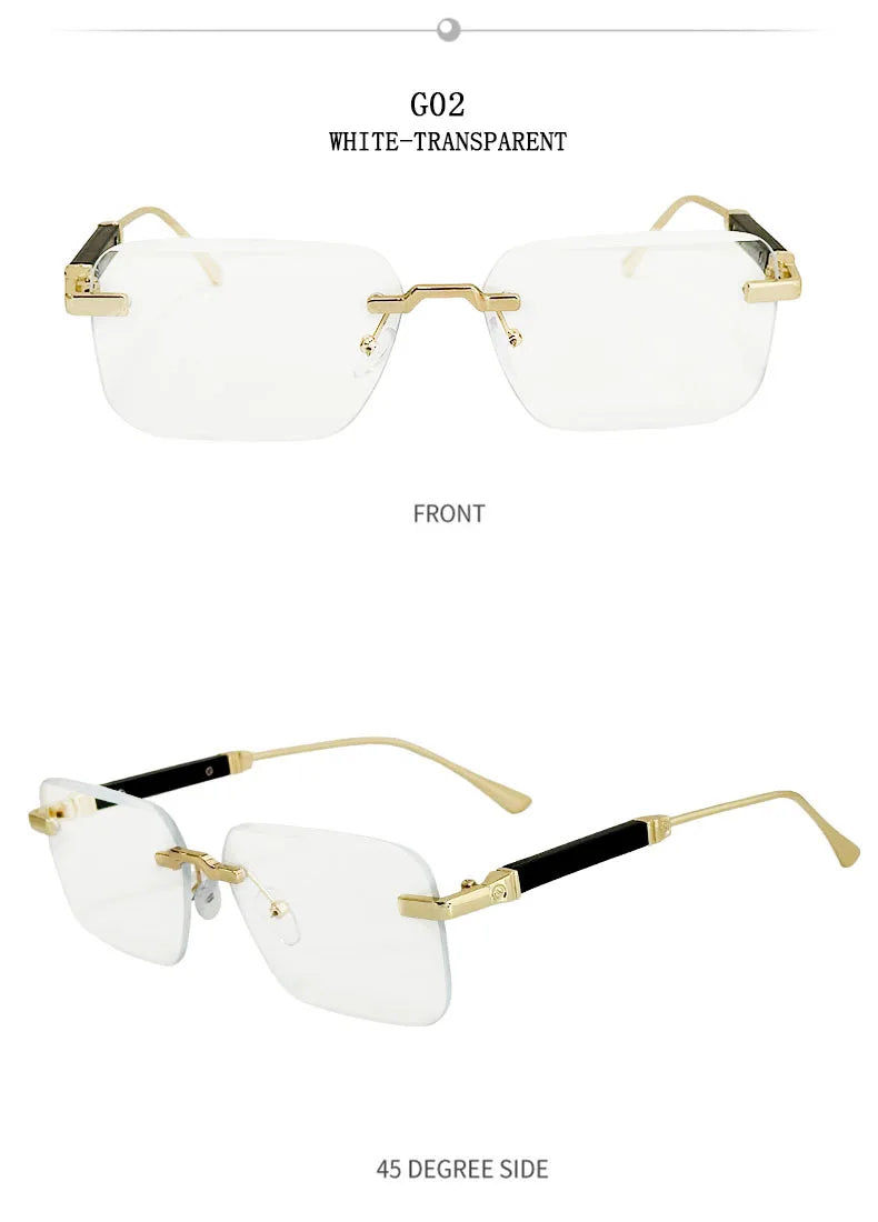 New 2024 Square Sunglasses Women Trendy Vintage Designer Rimless Sunglasses For Men Vacation Fashion Glasses Lentes De Sol Mujer
