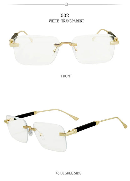 New 2024 Square Sunglasses Women Trendy Vintage Designer Rimless Sunglasses For Men Vacation Fashion Glasses Lentes De Sol Mujer