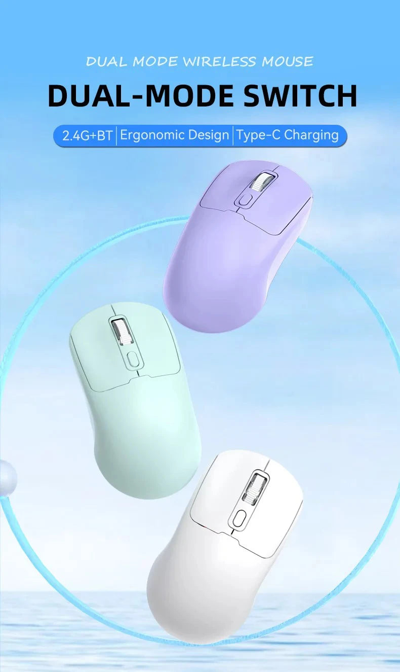 Bluetooth 5.4 Wireless Mouse Dual Mode Rechargeable Silent Gaming Mouse, 2.4G Bluetooth Wireless Mouse for PC, Laptop, MacBook & Desktop