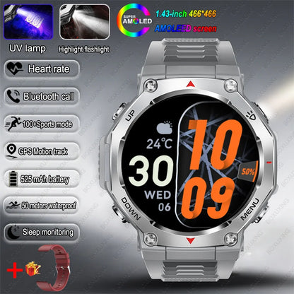 New T-Rex 3 Military Outdoor Sports Smart Watch Men GPS Motion Track 5 ATM Waterproof Heart Rate HD Bluetooth Call Smart Watch