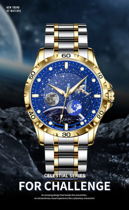 Glenaw Top Luxury Moon Rotation Stylish Personalized Fully Automatic Mechanical Men's Luminous Waterproof Watch