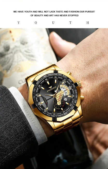 BINBOND Orginal Quartz Wristwatches For Men Luxury Luminous Waterproof Auto Date Men's Watch Stainless Steel Reloj Free Ship