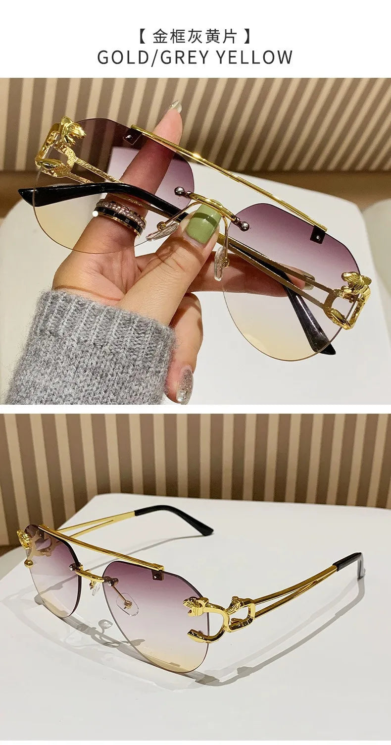 Rimless Women Sunglasses Luxury Designer Vintage Uv400 Men Sun Glasses Lunette Shades De Soleil Femme Gafas De Sol Mujer Lentes