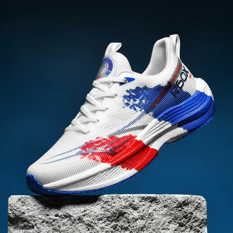 Löparskor för män i mesh, andningsbara, snörningsbara, bekväma, maraton-, sport- och fritidsskor, tennis-skor, stora storlekar, trendiga sneakers för män