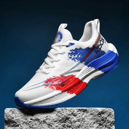 Löparskor för män i mesh, andningsbara, snörningsbara, bekväma, maraton-, sport- och fritidsskor, tennis-skor, stora storlekar, trendiga sneakers för män