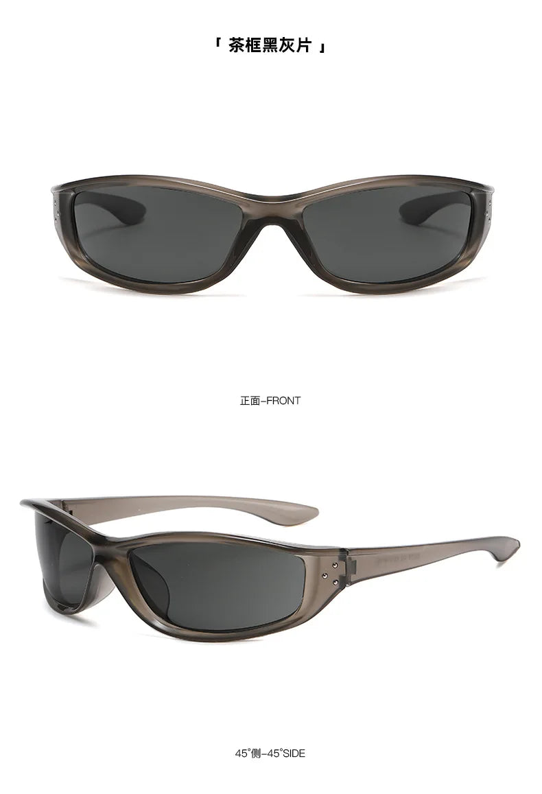 Rivets Y2K Sports Punk Sunglasses Women Designer Rectangle Goggle Men Luxury Sun Glasses UV400 Driving Cycling Fashion Eyewear