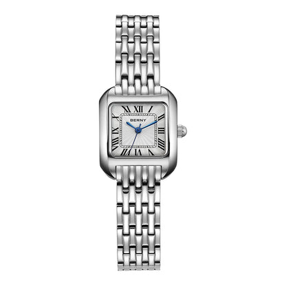 BERNY Luxury Brand Woman Watch New In High Quality S/S Square Ladies Quartz Watches Fashion Elegant Business Wristwatch