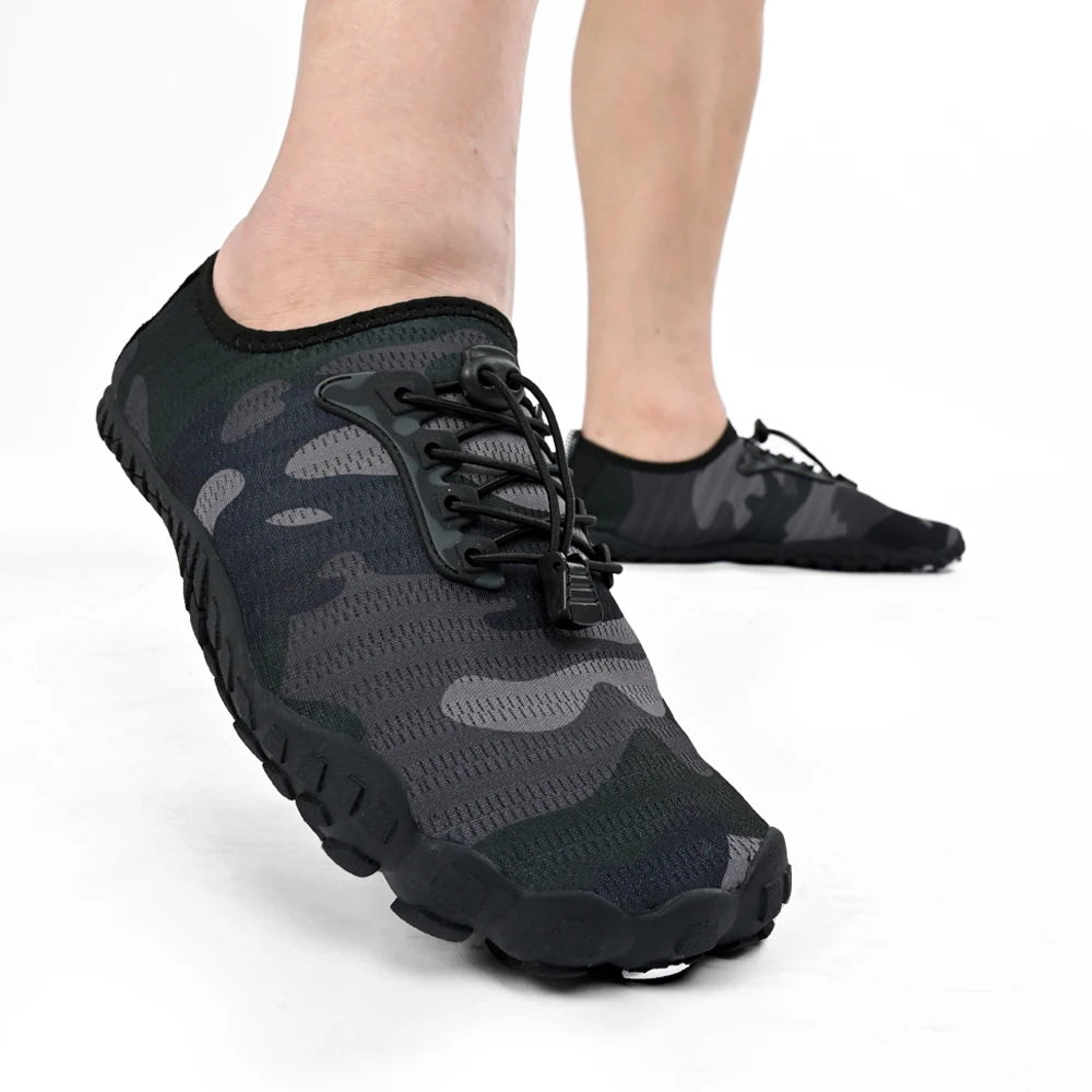 Oiaano wide toe man barefoot black shoes, woman sports sneaker unisex water booties, male aqua beach soft sole light breathable