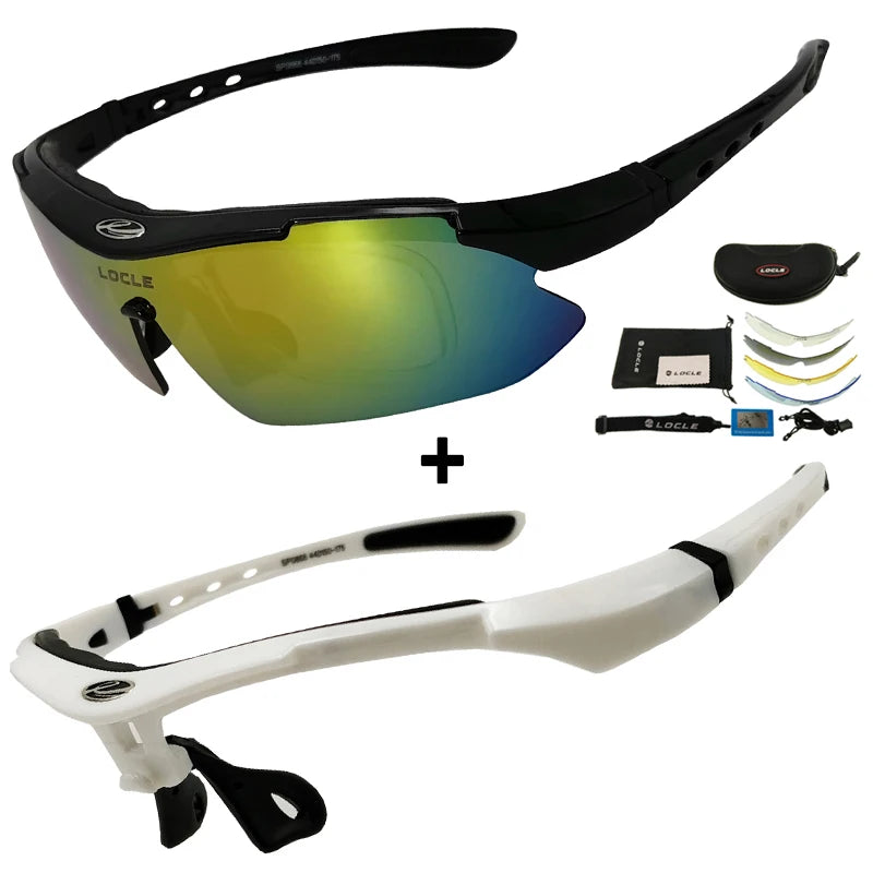 LOCLE Cycling Glasses UV400 Polarized Cycling Sunglasses Men Road MTB Bike Bicycle Glasses Fishing Riding Goggle Cycling Eyewear