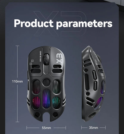 3-Mode Wireless Gaming Mouse with RGB Lighting, Lightweight Bluetooth Mouse, Rechargeable Esports Mouse for PC, Laptop & Gaming