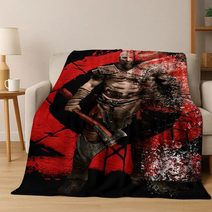Classics God of War Kratos 3A Game Gamer Flannel Blanket,Warm and Cozy Soft Throw Blanket for Home Bedroom Bed Sofa Kid Gift