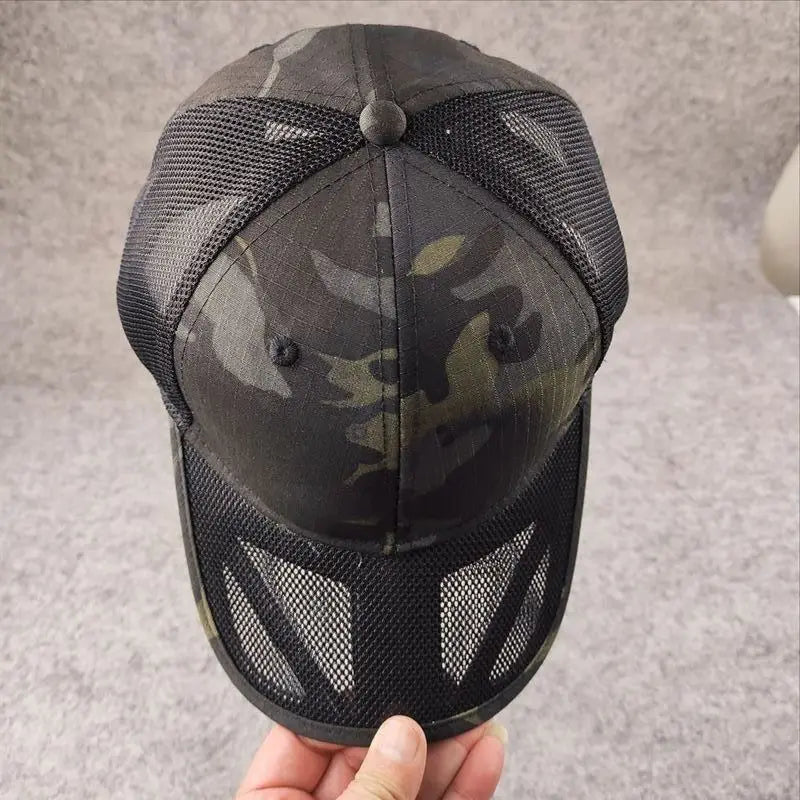 Nyári, lélegző hálós baseball sapka férfiaknak, nagy fejméretre állítható, férfi sapka, alkalmi, terepszínű, szabadtéri dzsungel sapka, férfi, 62 cm