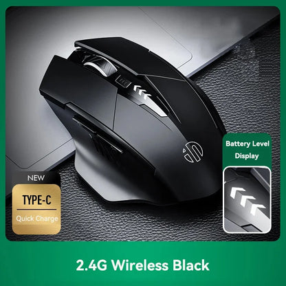 INPHIC F1 2.4G Wireless Mouse, Ergonomic Rechargeable Wireless Mouse with Power Display, Silent 2400 DPI USB Wireless Mouse for Laptop, Desktop & Office