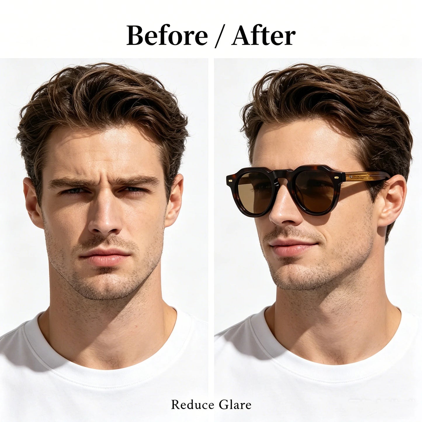 HBK Vintage Simple Round Men Sunglasses Small Frame High-Quality Acetate Frame Sun Glasses Women Party Travel Outdoor Glasses
