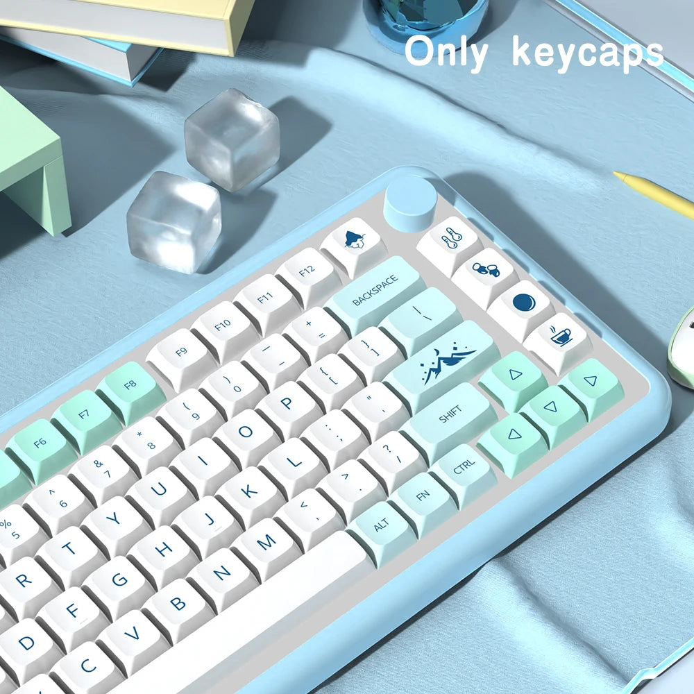 Keycaps Iceberg perfil XDA, brasileiro, coreano, japonês, russo, espanhol e francês, tecla Enter ISO em PBT para teclado mecânico GK61