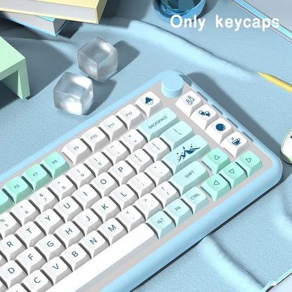 Keycaps Iceberg perfil XDA, brasileiro, coreano, japonês, russo, espanhol e francês, tecla Enter ISO em PBT para teclado mecânico GK61