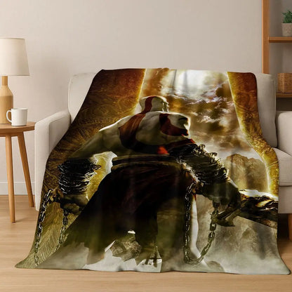 Classics God of War Kratos 3A Game Gamer Flannel Blanket,Warm and Cozy Soft Throw Blanket for Home Bedroom Bed Sofa Kid Gift