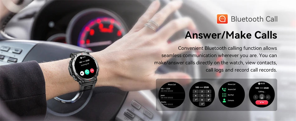 New T-Rex 3 Military Outdoor Sports Smart Watch Men GPS Motion Track 5 ATM Waterproof Heart Rate HD Bluetooth Call Smart Watch