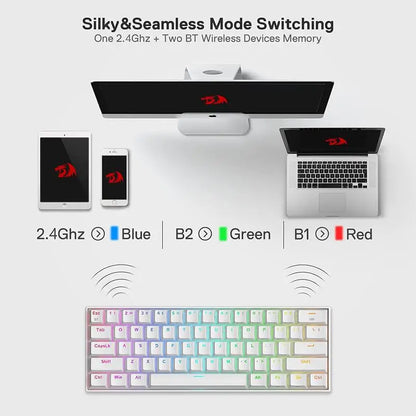 Redragon K530 Pro Draconic 60% Wireless Mechanical Keyboard, 61-Key RGB Hot-Swappable Gaming Keyboard, Bluetooth 5.0/2.4GHz/USB-C Tri-Mode Mechanical Keyboard