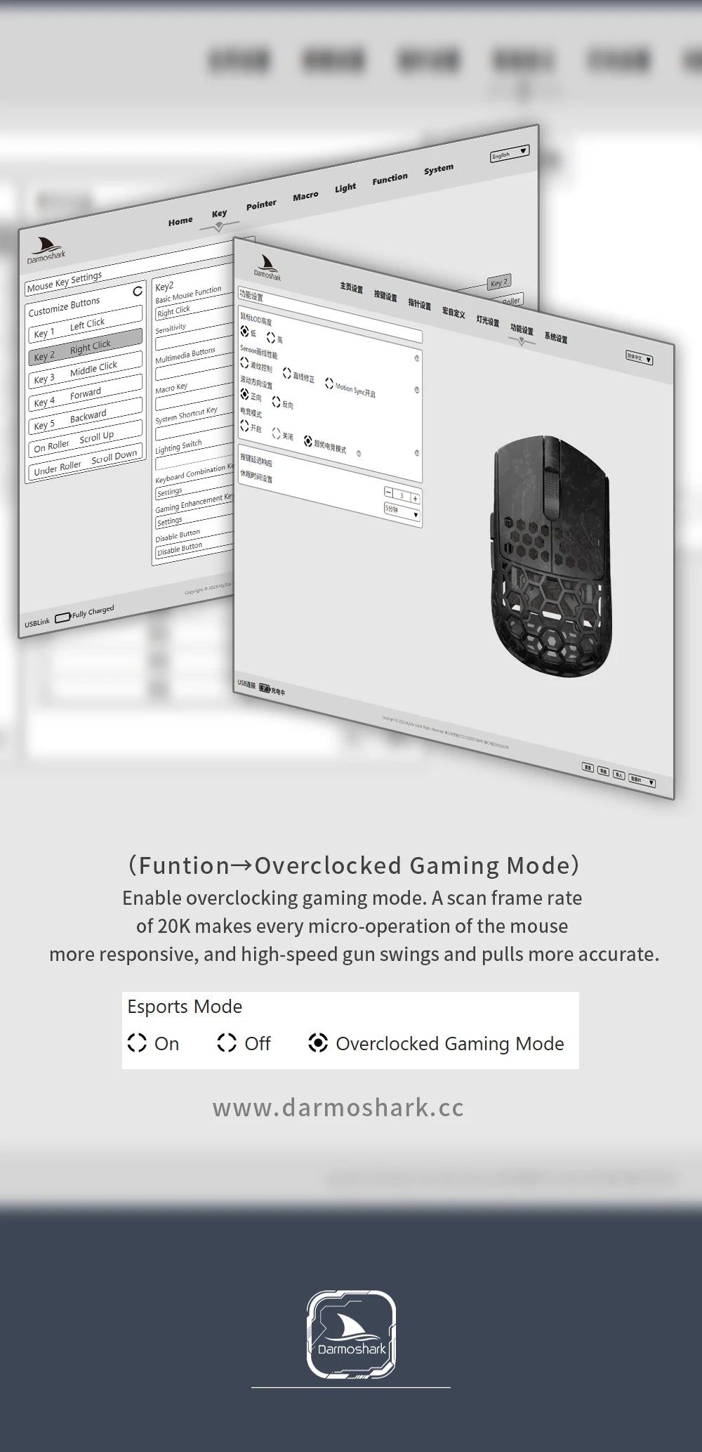 Darmoshark M5Air trådlös gamingmus i smidd kolfiber 8K PAW3950 30K DPI för små händer, fingertoppsgrepp, spelmakron, lättviktig