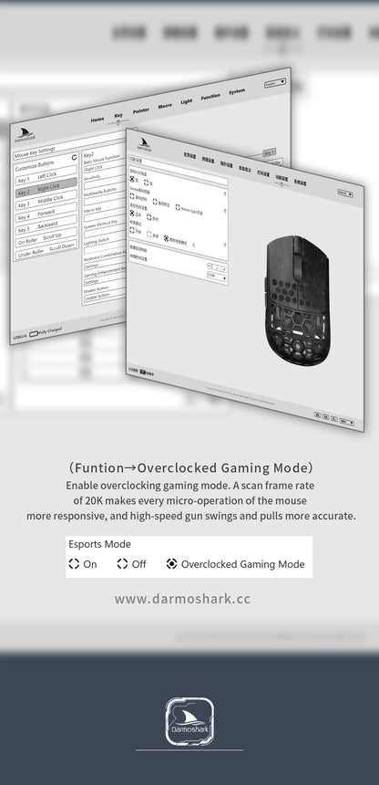 Darmoshark M5Air trådlös gamingmus i smidd kolfiber 8K PAW3950 30K DPI för små händer, fingertoppsgrepp, spelmakron, lättviktig