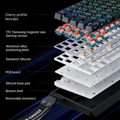 Teclado Gaming MCHOSE ACE 68 com Switches Magnéticos Hall Effect, Rapid Trigger, RGB Programável, 8K Hz, DKS/MT/TGL/RS/SOCD