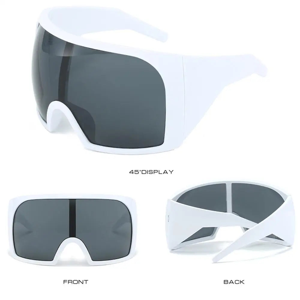 Futuristic Wrap Around Sunglasses Rave Curved Lens UV400 Protection 2000'S Eyewear Oversized Y2K Sun Glasses for Women & Men