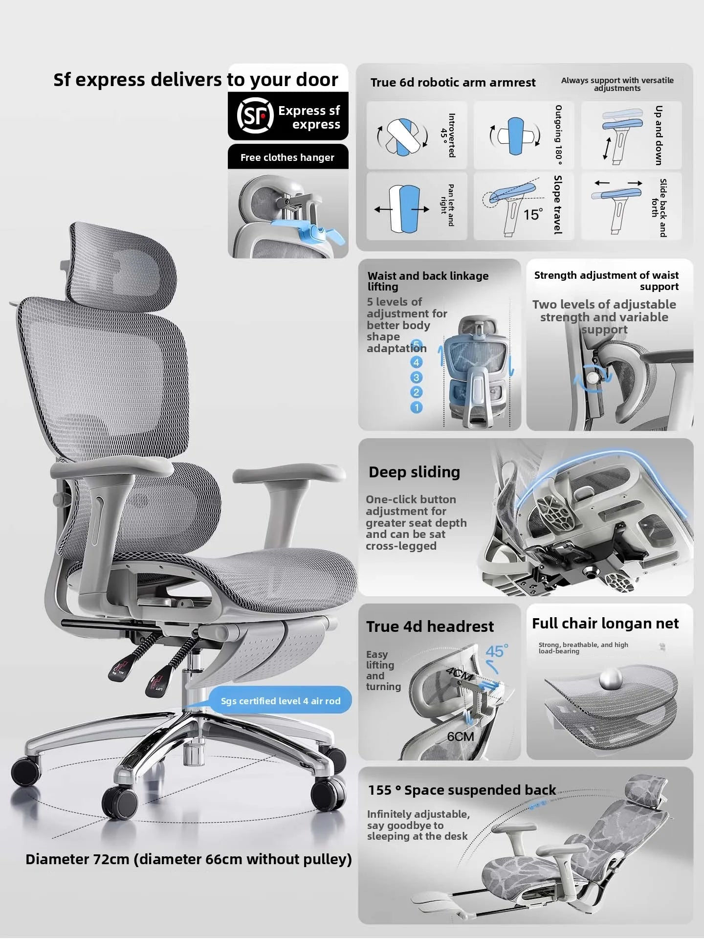 Ergonomic Office Chair with Lumbar Support, Adjustable Height Gaming Chair, Comfortable Computer Chair with Swivel Recliner Design for Home & Office