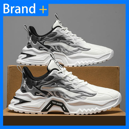 Scarpe sportive da uomo alla moda con lacci, versatili, antiscivolo, con suola spessa, comode scarpe casual da running per adolescenti, da indossare ogni giorno