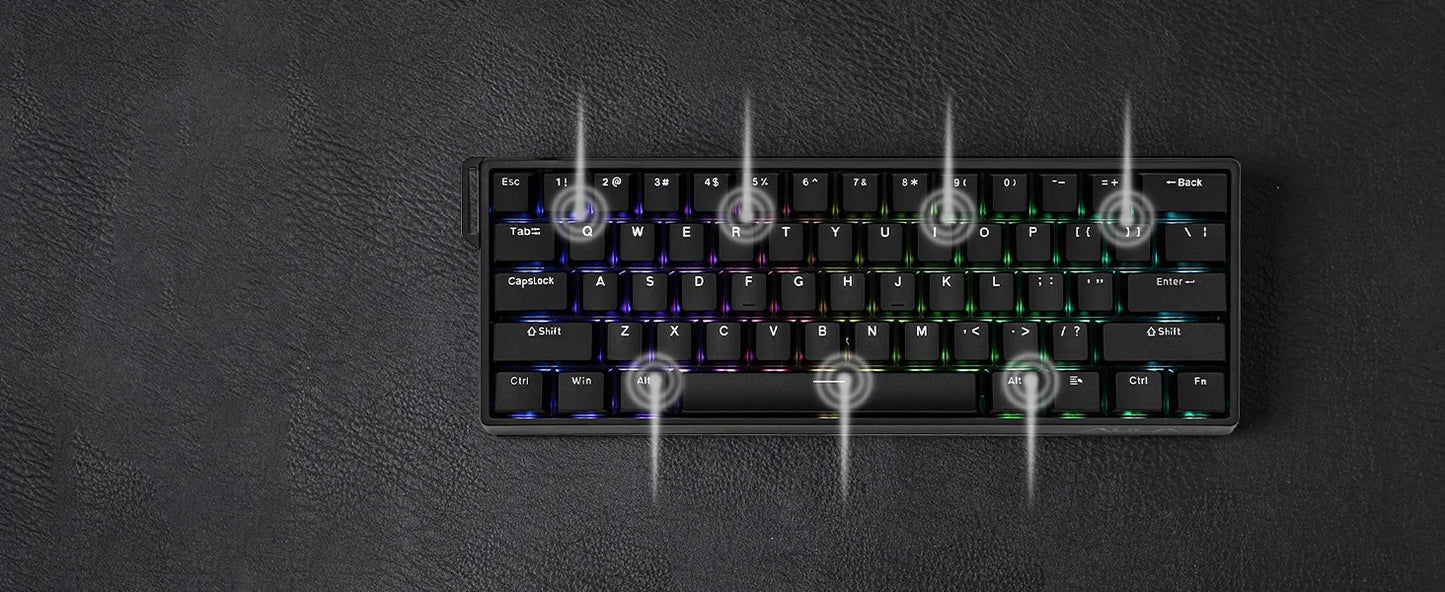 Teclado mecânico com fios AULA WIN60 HE/WIN60 HE MAX 60%, estrutura Tray-Mount, Hot-Swap e interruptores magnéticos de efeito Hall