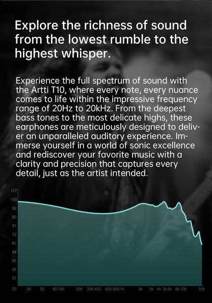 ARTTI T10 Planar Driver In-Ear HiFi Earphones, 14.2mm Wired IEM Monitors with Textured Bass, Detachable 0.78mm 2-Pin Cable, 3.5mm/4.4mm Audiophile Earphones