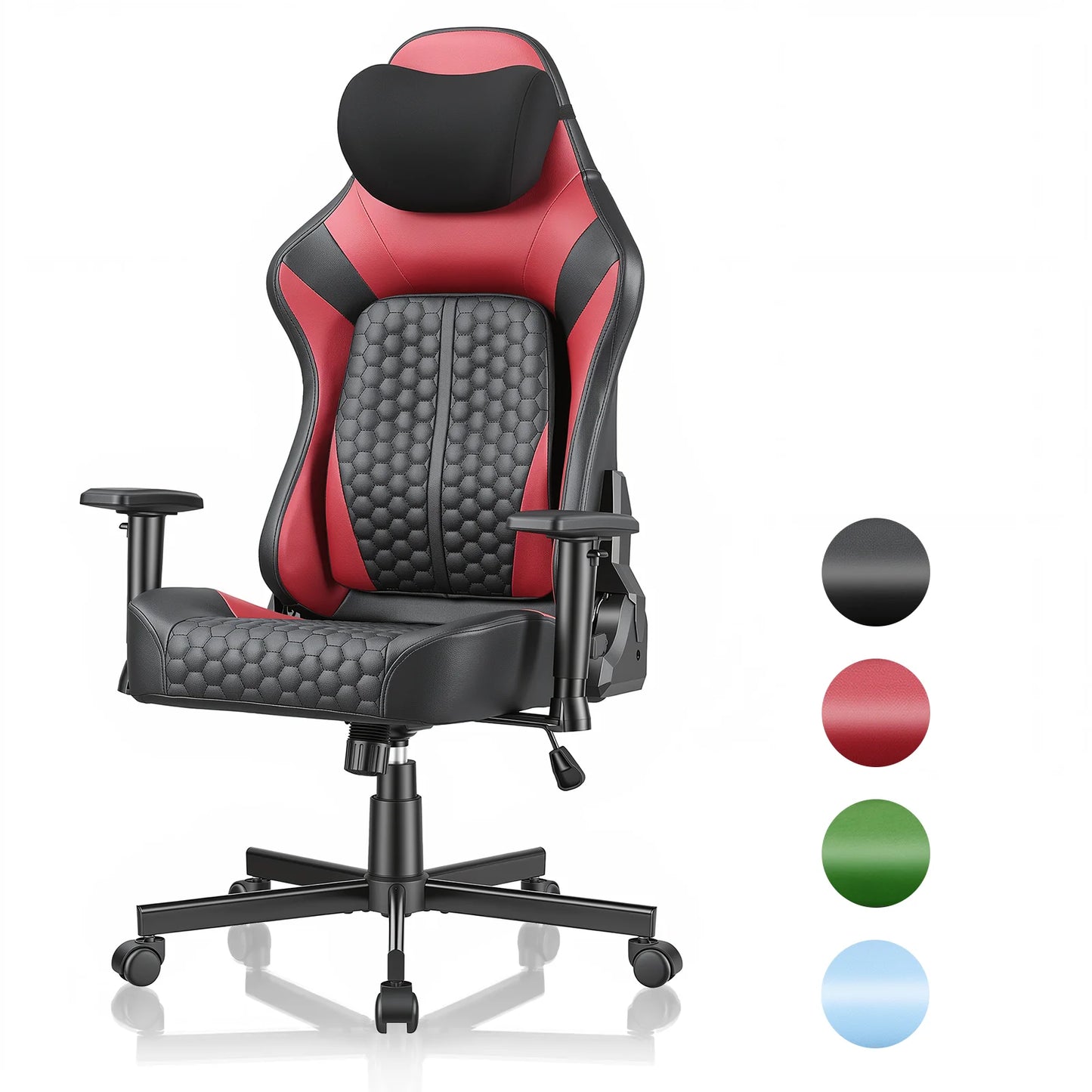 Devoko Gaming Chair Ergonomic Office Chair with Adjustable Lumbar Support, Thick Cushion, Wide Seat, Reclining Swivel Desk Chair for Gaming & Work