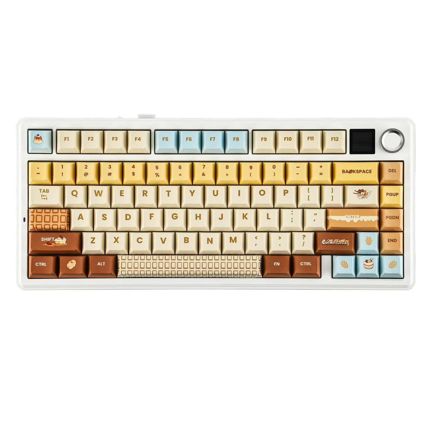 Teclado mecânico sem fios EPOMAKER X AULA F75 MAX Compact 75% ANSI Layout com ligação com fios/Bluetooth/2.4GHz, ecrã TFT e botão rotativo