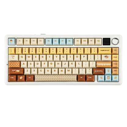 Teclado mecânico sem fios EPOMAKER X AULA F75 MAX Compact 75% ANSI Layout com ligação com fios/Bluetooth/2.4GHz, ecrã TFT e botão rotativo