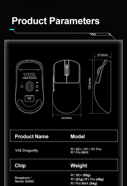 ATK VXE Dragonfly R1 Pro MAX Wireless Gaming Mouse, PAW3395 Esports Mouse, 26K DPI Rechargeable Lightweight FPS Gaming Mouse