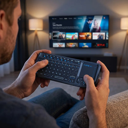 MRSVI Mini Teclado A8 PLUS, teclado sem fios retroiluminado 2.4GHz e Bluetooth5.0 com touchpad para Android TV Box, Mac, portátil, Windows
