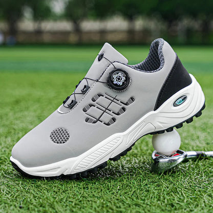 Professional Golf Shoes with Rotary Lock Buckle, Breathable, Shock-Absorbing, Non-Slip, Comfortable Support for Golf Course Swing Movements, Men's Casual Sports Shoes