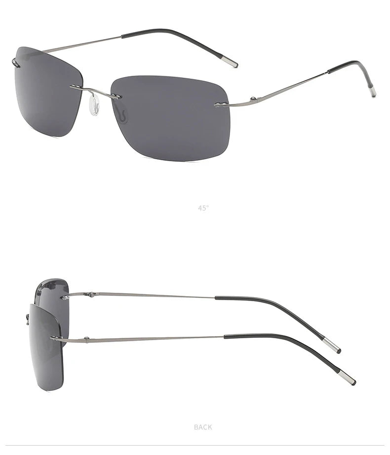 Titanium Frameless Polarized Sunglasses Driver Driving Night Vision Goggle Folding Ultra Light Color Film Titanium SunglassUV400
