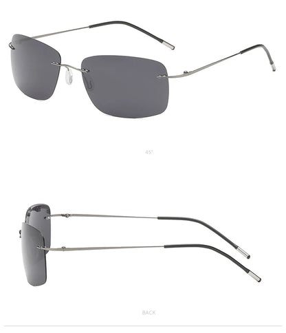 Titanium Frameless Polarized Sunglasses Driver Driving Night Vision Goggle Folding Ultra Light Color Film Titanium SunglassUV400