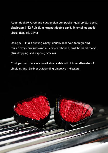 Auscultadores intra-auriculares audiófilos com fio TRUTHEAR x Crinacle ZERO:RED Dual Dynamic Driver 0.78 2Pin HiFi