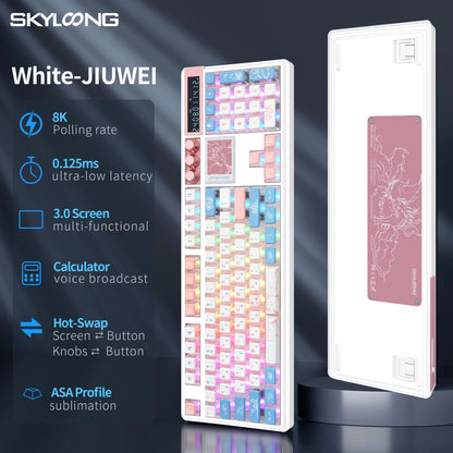 SKYLOONG GK104 Pro Wireless Mechanical Keyboard, 104-Key Custom Hot-Swappable RGB Gaming Keyboard with LCD Screen, Triple Mode Bluetooth/2.4G/USB-C Mechanical Keyboard
