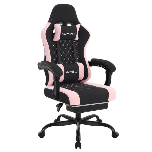 WOLTU Massage Gaming Chair Ergonomic Swivel Computer Chair with Pillow & Footrest Adjustable Headrest Lumbar Support Gamer Chair