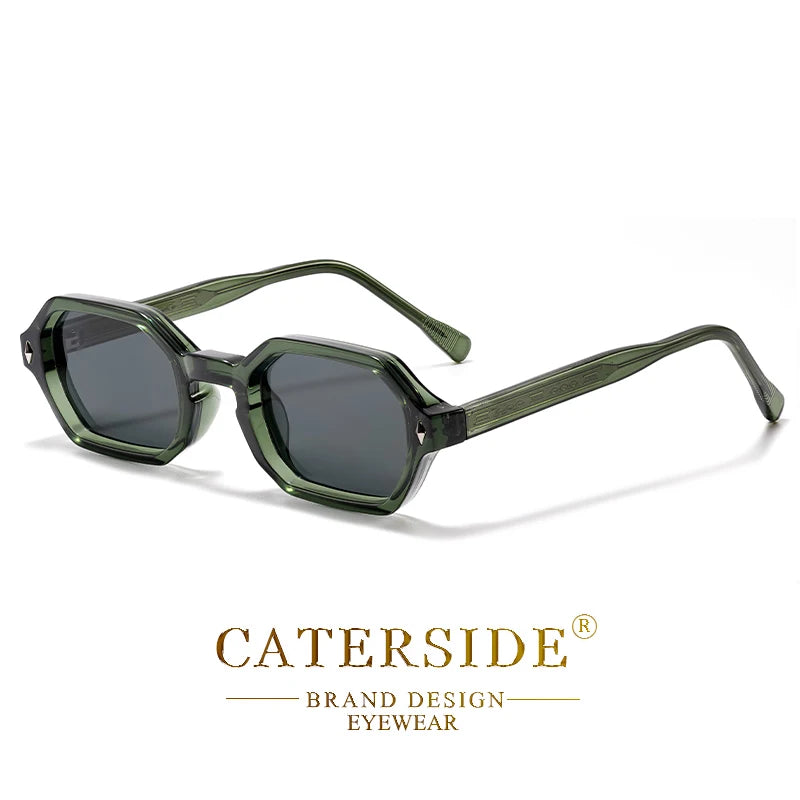 CATERSIDE Polygon Sunglasses Fashion Men Small Frame Gradient Lens Sun Glasses for Summer Beach Party Ideal Choice for Gifts