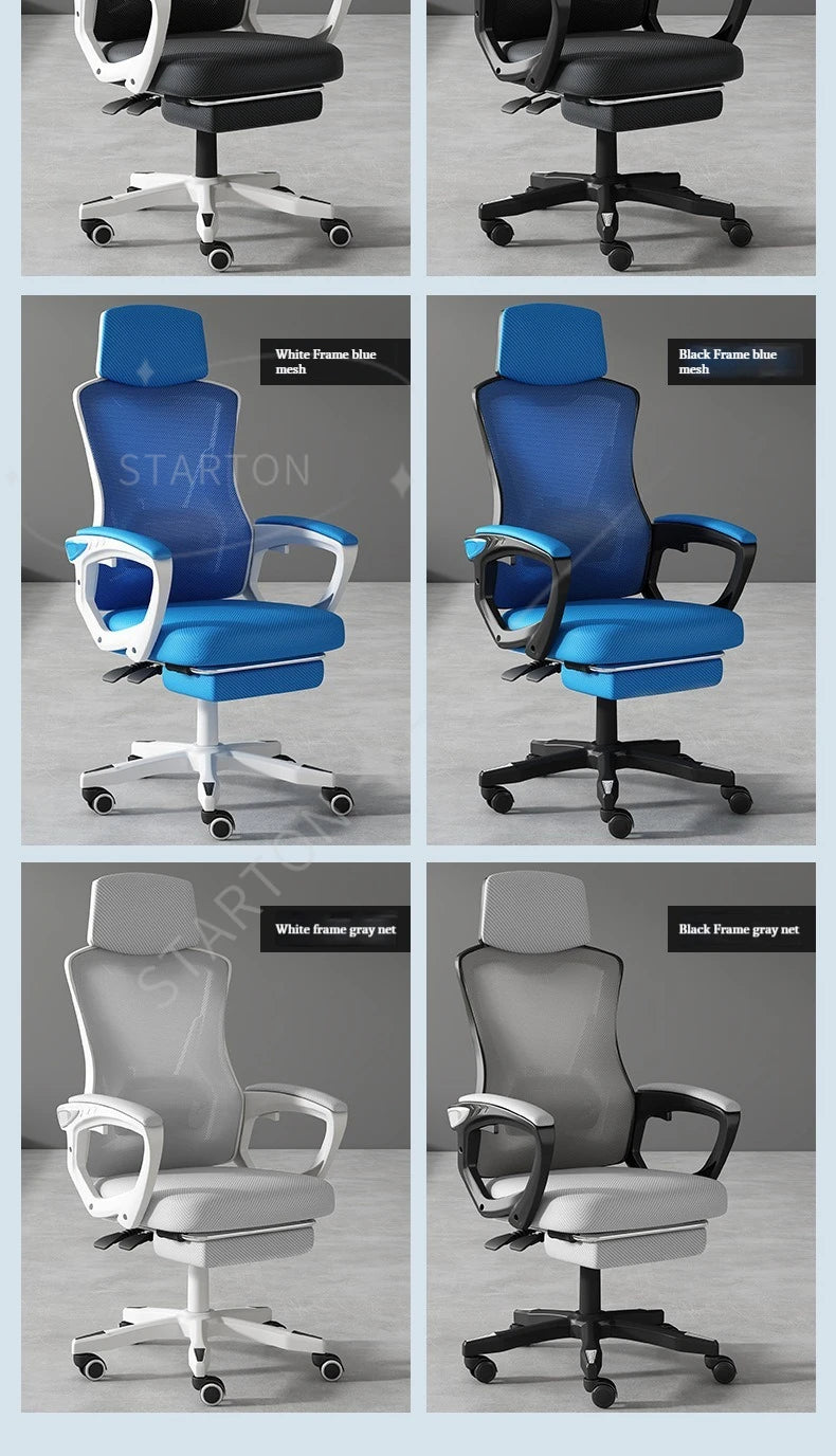 High Density Mesh Office Chair with Footrest, Ergonomic Home Office Chair, Adjustable Executive Swivel Chair with Comfortable Foam Seat