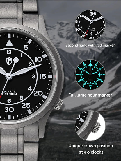BERNY Titanium Watch For Men AR Coating Sapphire Fashion Wristwatch Luminous VH31 Ultra-thin Quartz Watch Waterproof 5ATM Watch