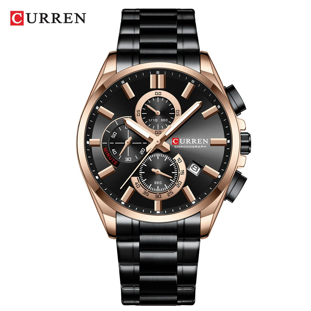 CURREN mode décontracté homme d'affaires montre de luxe bracelet en acier inoxydable montres à Quartz lumineux chronographe calendrier montre